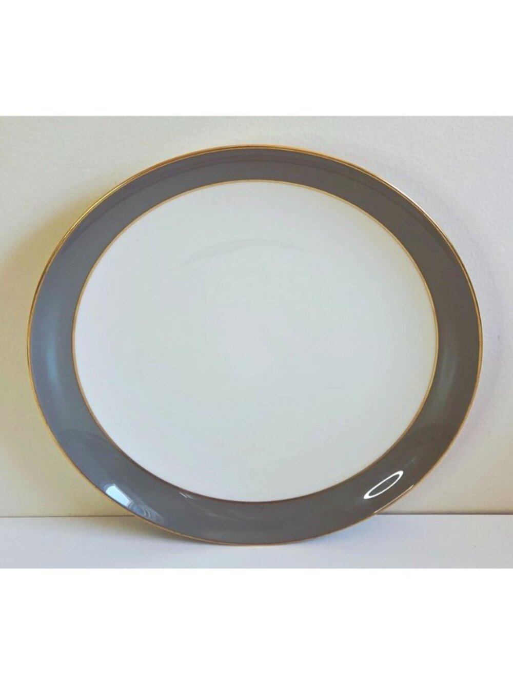 Lenox Trenton Gray & Gold Rim Chop Plate Platter Round 12.75" Made In USA - Picture 2 of 11